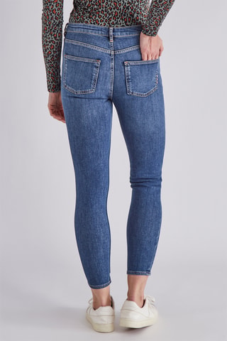 Jean skinny en coton biologique  taille haute - Bleu