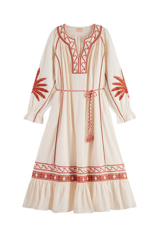 Robe longue - Ecru et rouge