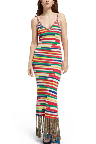 Robe longue - Rouge et écru