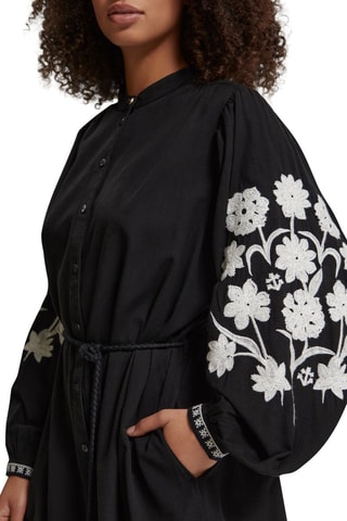 Robe droite en coton biologique et lin - Noir