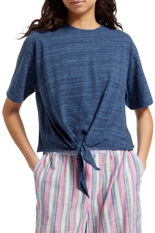 T-shirt noué - Bleu marine chiné