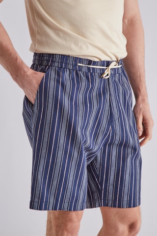 Short en lin - Bleu marine et gris foncé