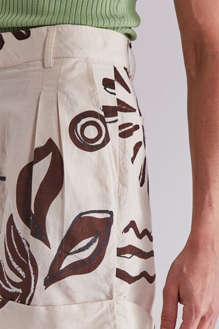 Short taille haute en lin - Beige