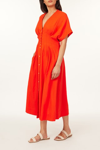 Robe midi en lin - Orange