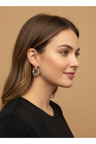 Boucles d'oreilles - Plaqué or jaune et perles d'imitation