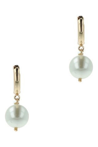Boucles d'oreilles dorées à l'or jaune et perles d'imitation