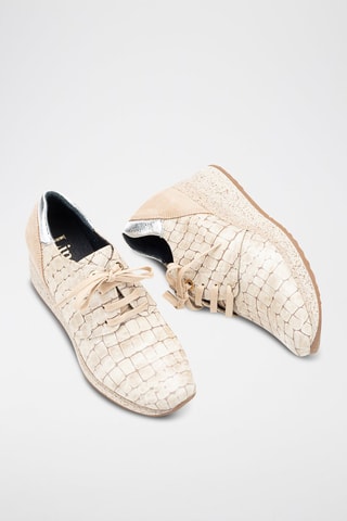 Leren Derby's met Sleehak - Beige