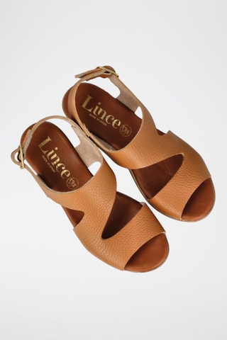 Leren Sandalen met Hak Cerdeña - Camel