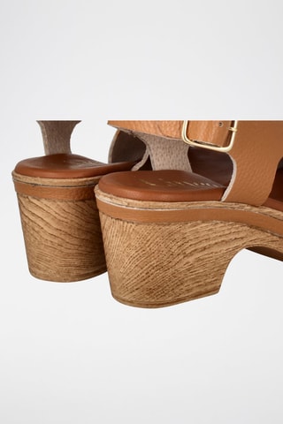 Leren Sandalen met Hak Cerdeña - Camel