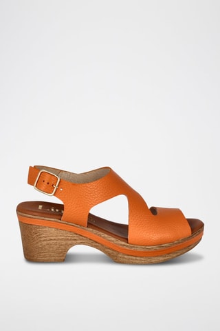 Leren Sandalen met Hak Cerdeña - Oranje