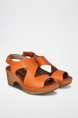 Leren Sandalen met Hak Cerdeña - Oranje