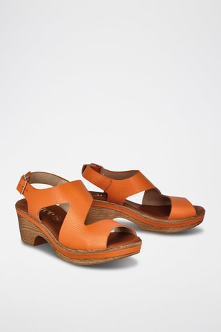 Leren Sandalen met Hak Cerdeña - Oranje