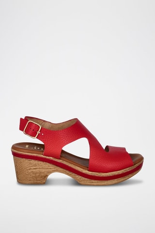 Leren Sandalen met Hak Cerdeña - Rood
