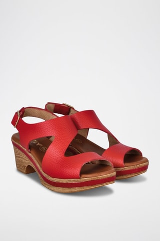 Leren Sandalen met Hak Cerdeña - Rood