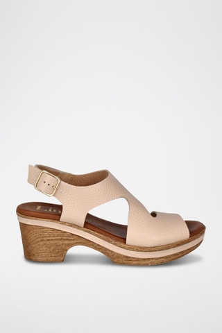 Leren Sandalen met Hak Cerdeña - Beige