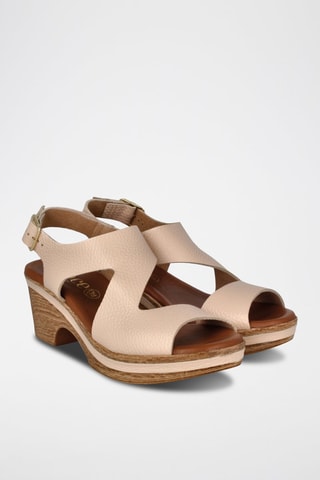 Leren Sandalen met Hak Cerdeña - Beige