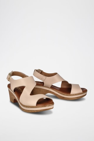 Leren Sandalen met Hak Cerdeña - Beige