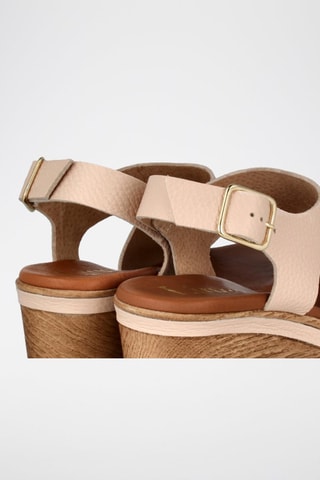 Leren Sandalen met Hak Cerdeña - Beige