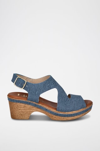 Leren Sandalen met Hak Cerdeña - Kobaltblauw