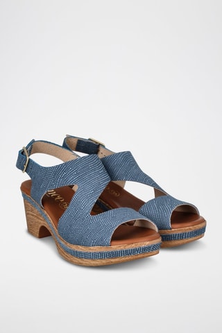 Leren Sandalen met Hak Cerdeña - Kobaltblauw