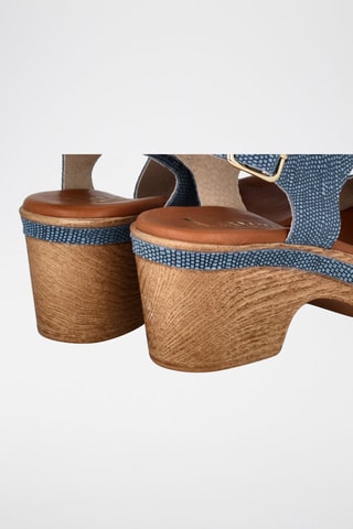 Leren Sandalen met Hak Cerdeña - Kobaltblauw