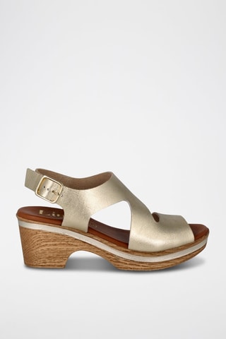 Leren Sandalen met Hak Cerdeña - Goudkleurig