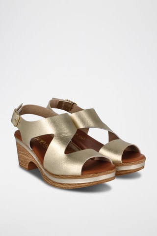 Leren Sandalen met Hak Cerdeña - Goudkleurig