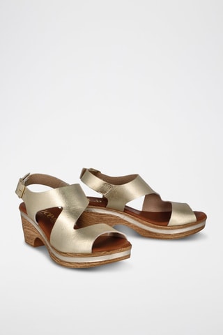 Leren Sandalen met Hak Cerdeña - Goudkleurig