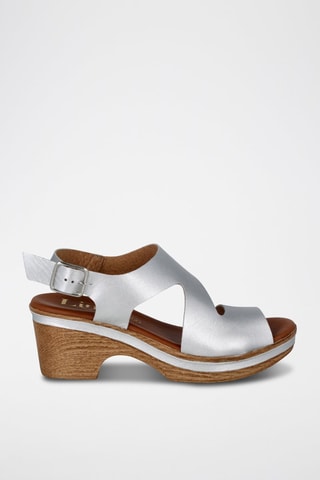 Leren Sandalen met Hak Cerdeña - Zilverkleurig