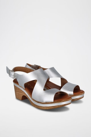 Leren Sandalen met Hak Cerdeña - Zilverkleurig
