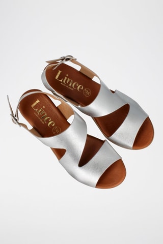 Leren Sandalen met Hak Cerdeña - Zilverkleurig