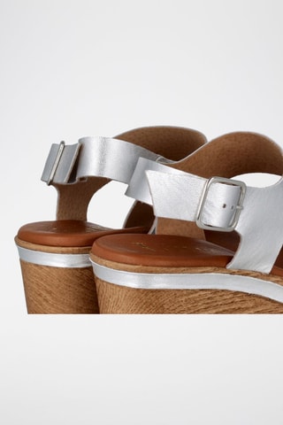 Leren Sandalen met Hak Cerdeña - Zilverkleurig