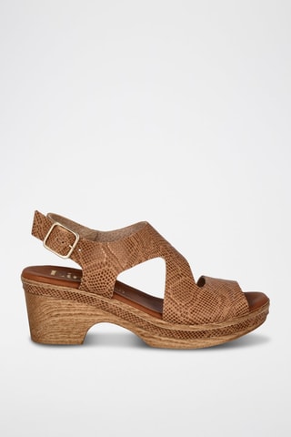Leren Sandalen met Hak Cerdeña - Bruin