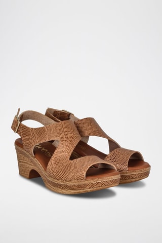 Leren Sandalen met Hak Cerdeña - Bruin