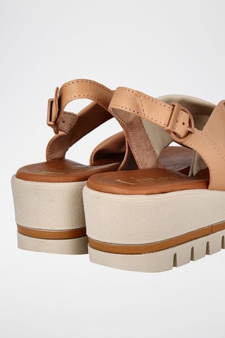 Leren Sandalen met Sleehak Iris - Camel
