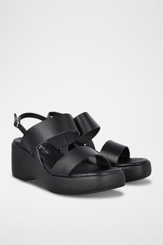Leren Sandalen met Sleehak Mali - Zwart