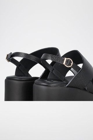 Leren Sandalen met Sleehak Mali - Zwart