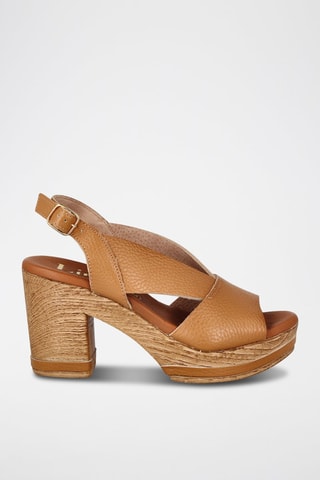 Leren Sandalen met Hak Capri - Camel