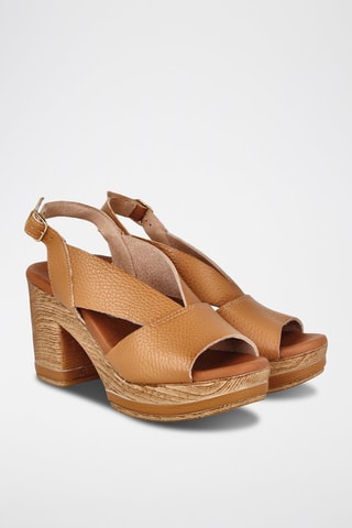 Leren Sandalen met Hak Capri - Camel