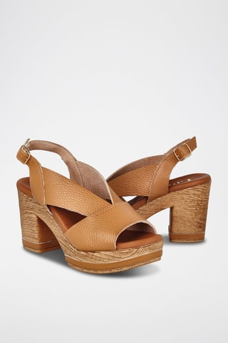 Leren Sandalen met Hak Capri - Camel