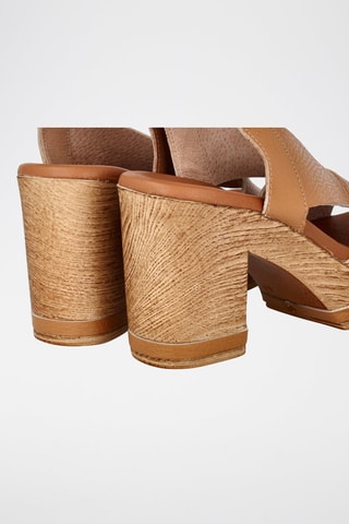 Leren Sandalen met Hak Capri - Camel