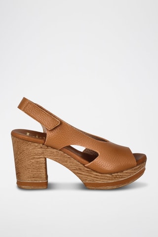 Leren Sandalen met Hak Capri - Camel