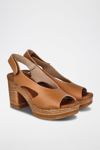 Leren Sandalen met Hak Capri - Camel