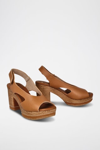 Leren Sandalen met Hak Capri - Camel
