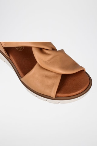 Leren Sandalen met Sleehak Lor - Camel