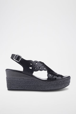 Leren Sandalen met Sleehak Olimpia - Zwart