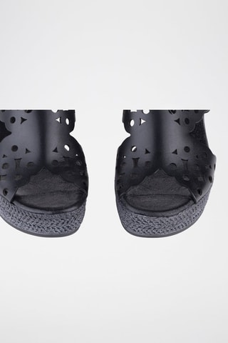 Leren Sandalen met Sleehak Olimpia - Zwart