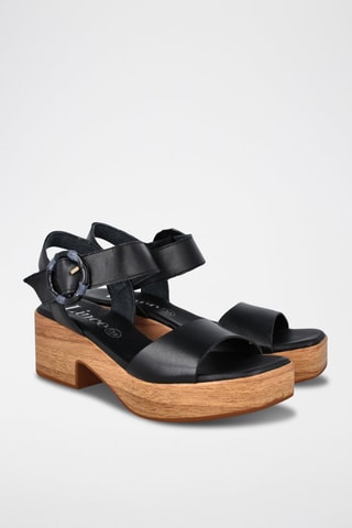 Leren Sandalen met Hak Abril - Zwart