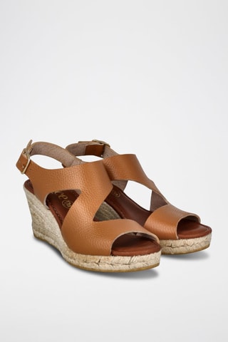 Leren Sandalen met Sleehak Yuste - Camel