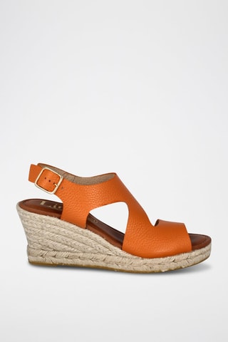 Leren Sandalen met Sleehak Yuste - Oranje